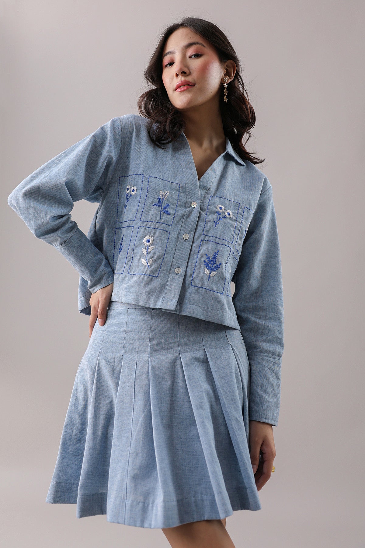 Buy Blue Oversized Shirt & Skirt by Why Look West for women online at ScrollnShops